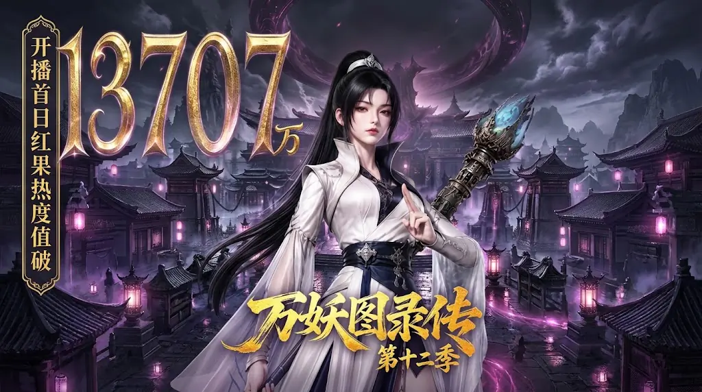 AI 漫剧《万妖图录传》剧照:主角斩妖场面