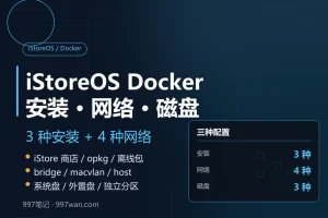 iStoreOS Docker 教程：3 种安装、4 种网络、3 种磁盘位置